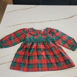 Stitchy Fish Plaid Long Sleeve Dress